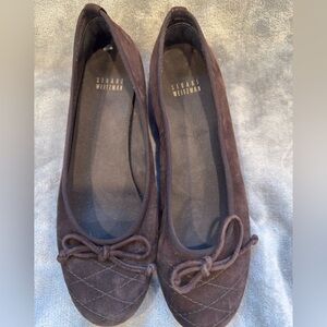 Stuart Weitzman Chocolate Brown Suede Ballet Flats